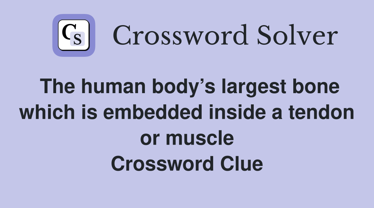 The human body’s largest bone which is embedded inside a tendon or